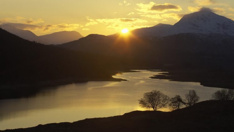 sunset, Garry, Western, Scotland, Highlands HD Wallpaper Desktop Background