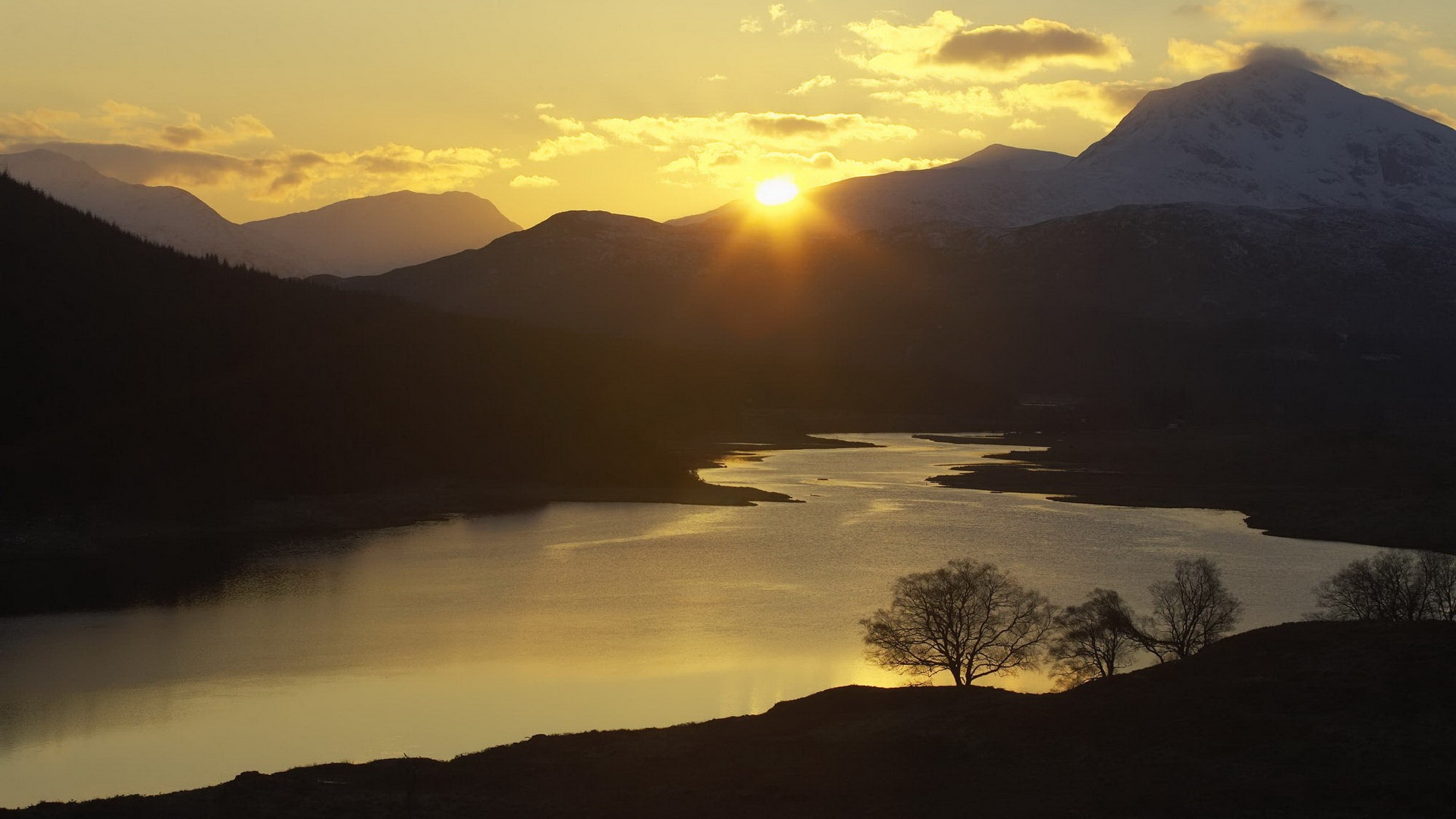 sunset, Garry, Western, Scotland, Highlands Wallpaper