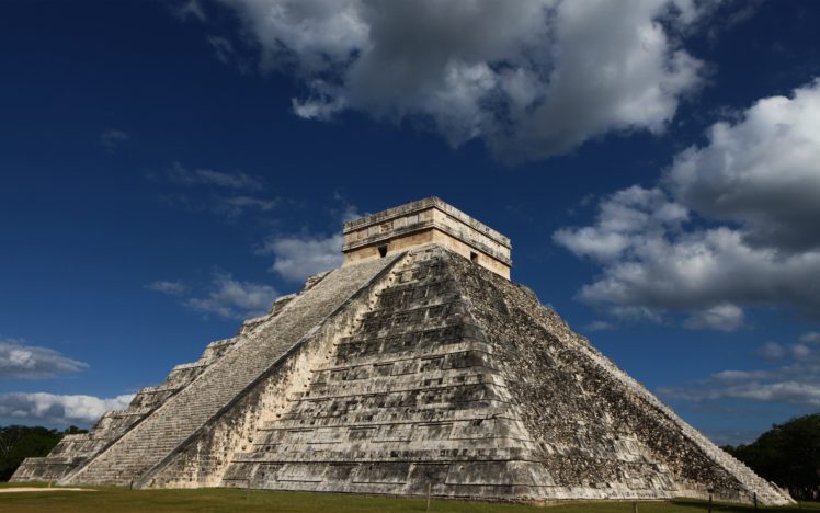 clouds, Architecture, Ancient, Skyscapes, Pyramids, Mayan, El, Castillo, Chichaia HD Wallpaper Desktop Background