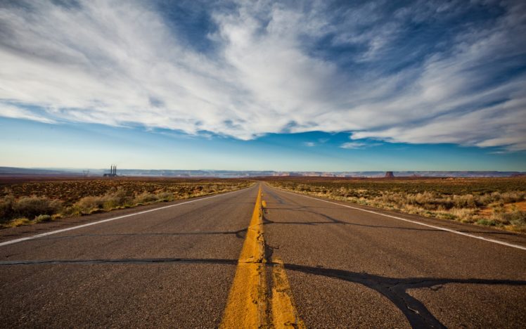 clouds, Landscapes, Desert, Highway, Roads, Infinity, Skyscapes, Stripes HD Wallpaper Desktop Background