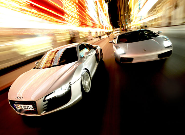 cars, Lamborghini, Audi, Twins, Silver, Vehicles, Lamborghini, Gallardo, Audi, R8 HD Wallpaper Desktop Background