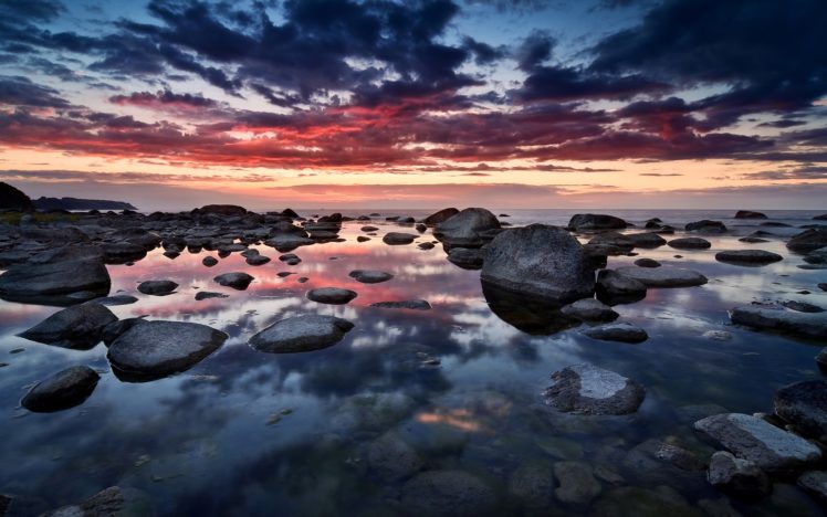 sunrise, Clouds, Nature, Seas, Germany, Rocks, Seascapes HD Wallpaper Desktop Background