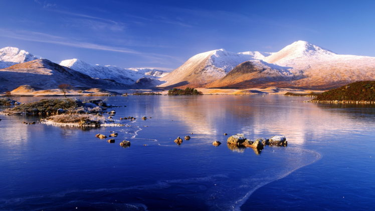 ice, Lake, Winter, Snow, Mountains, Reflection HD Wallpaper Desktop Background