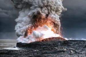 volcano, Eruption, Smoke, Sparks, Lava, Fire