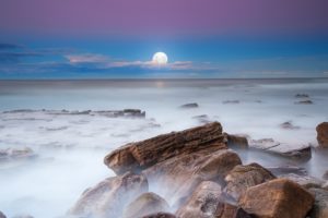 clouds, Landscapes, Moon, Rocks, Scenic