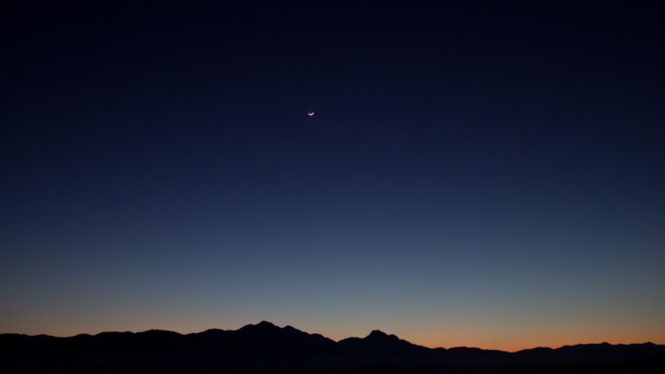 sunset, Landscapes, Moon, Night, Sky, Silhoutte, Crescent, Moon HD Wallpaper Desktop Background