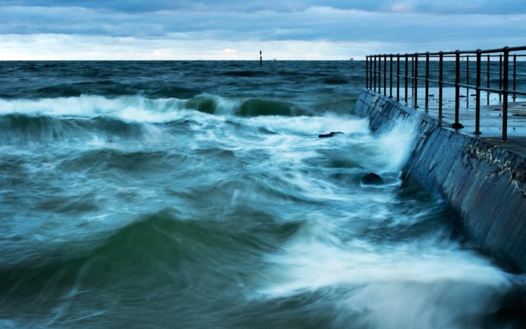 waves, Piers, Sea HD Wallpaper Desktop Background