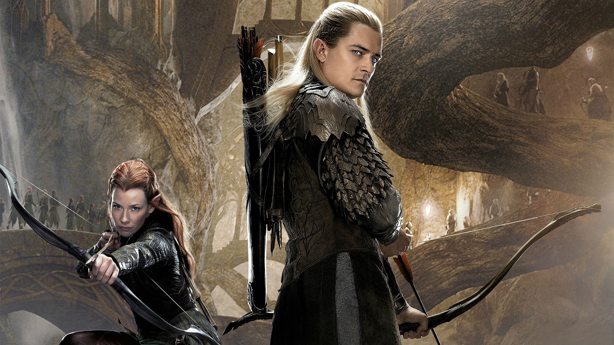 lord, Of, The, Rings, The, Hobbit, Orlando, Bloom, Legolas, Evangeline, Lilly, Tauriel, Bow, Arrow, Elf Wallpaper