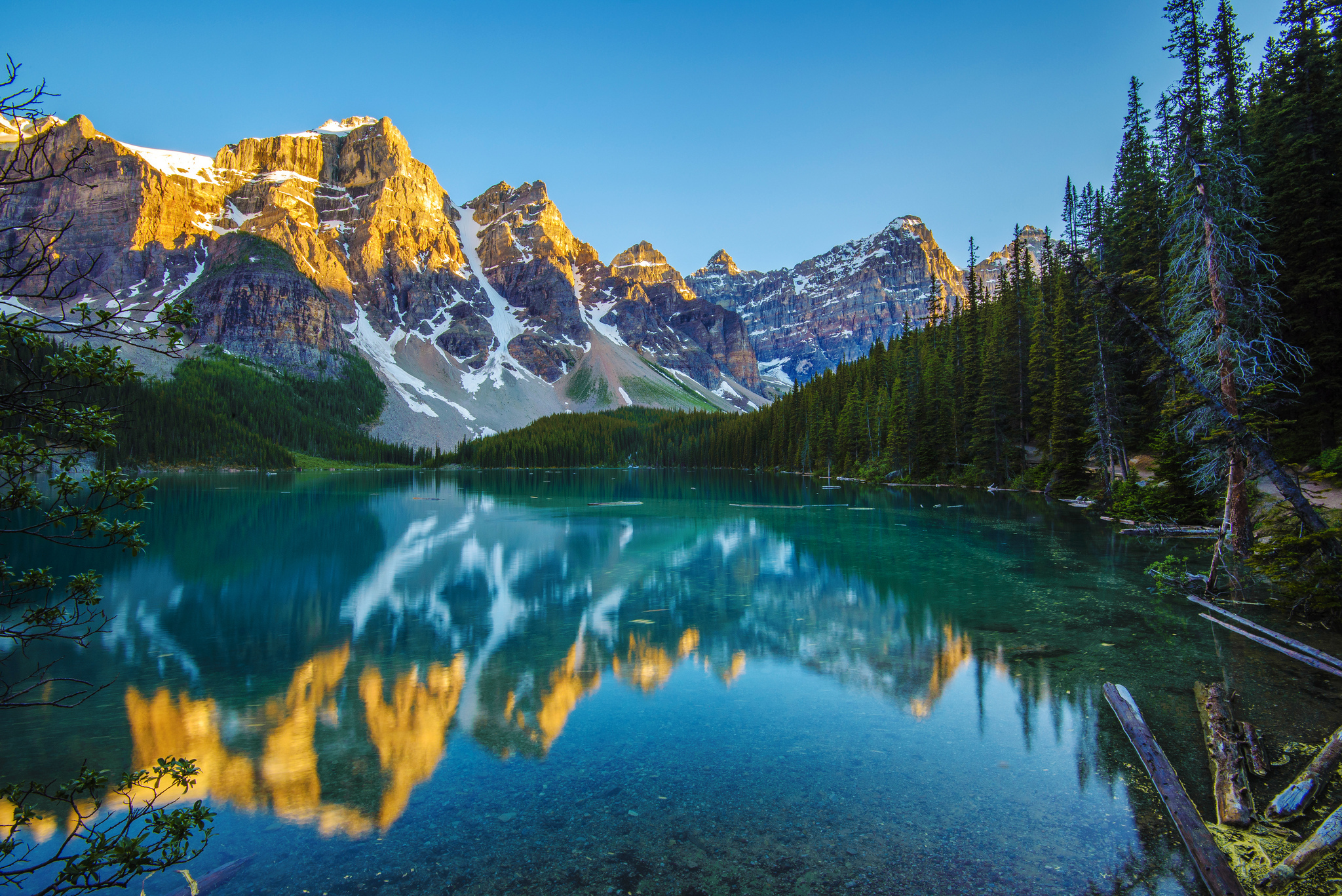 mountain, Forest, Lake, Reflection, Morning Wallpaper