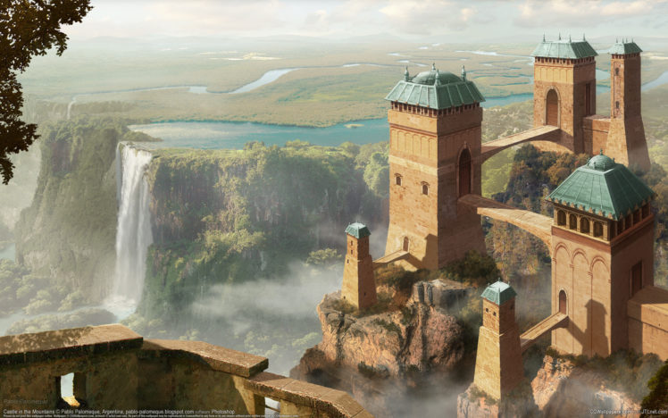 pablo, Palomeque, Castle, Waterfall, River, Landscape HD Wallpaper Desktop Background