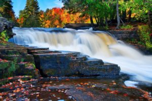 river, Waterfall, Fall, Rocks, Trees, Landscape, Autumn