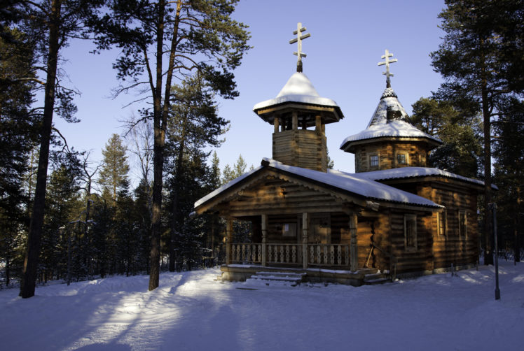 seasons, Winter, Finland, Templs, Lapland, Wooden, Nature, Church, Religion HD Wallpaper Desktop Background