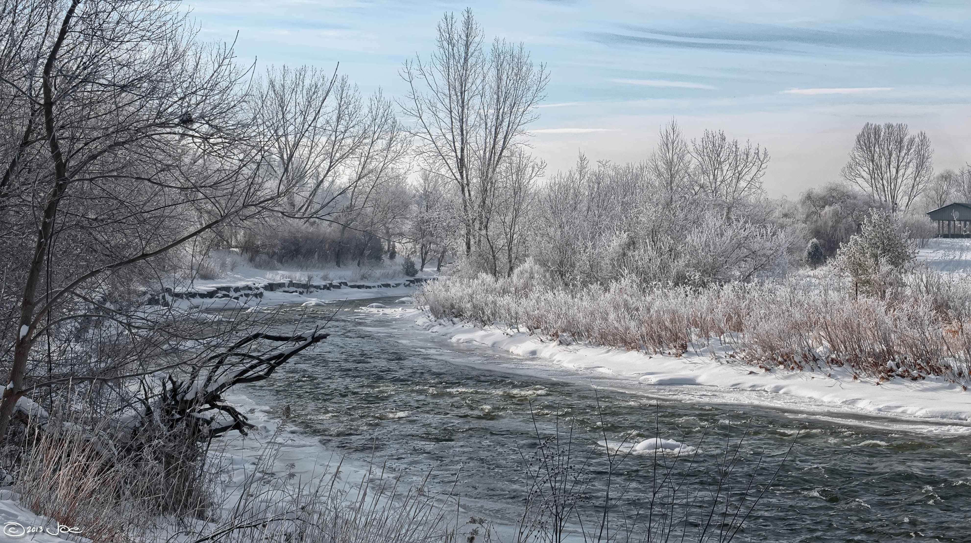 winter, Trees, River, Landscape Wallpaper