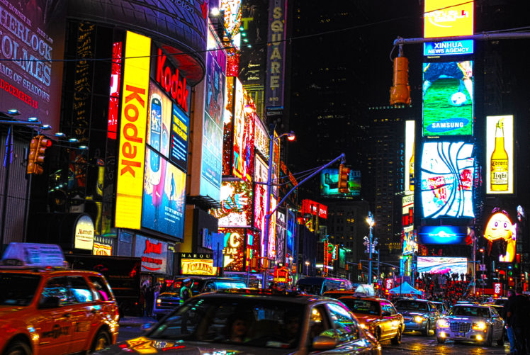times, Square, New, York, Usa, City, Cities, Neon, Lights, Traffic, Night, Yy HD Wallpaper Desktop Background
