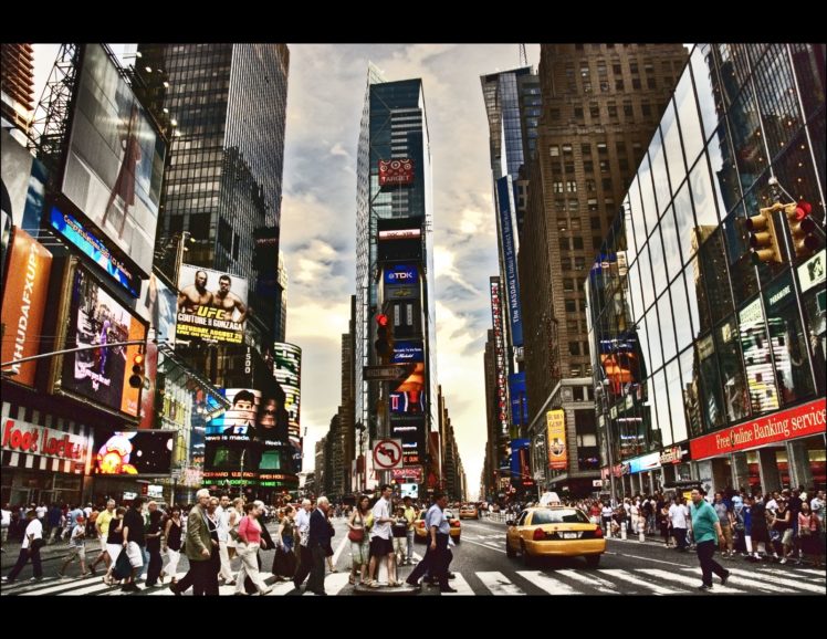 times, Square, New, York, Usa, City, Cities, Traffic, Crowd, People HD Wallpaper Desktop Background