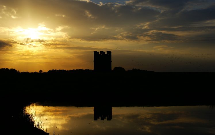 sunset, Castles HD Wallpaper Desktop Background