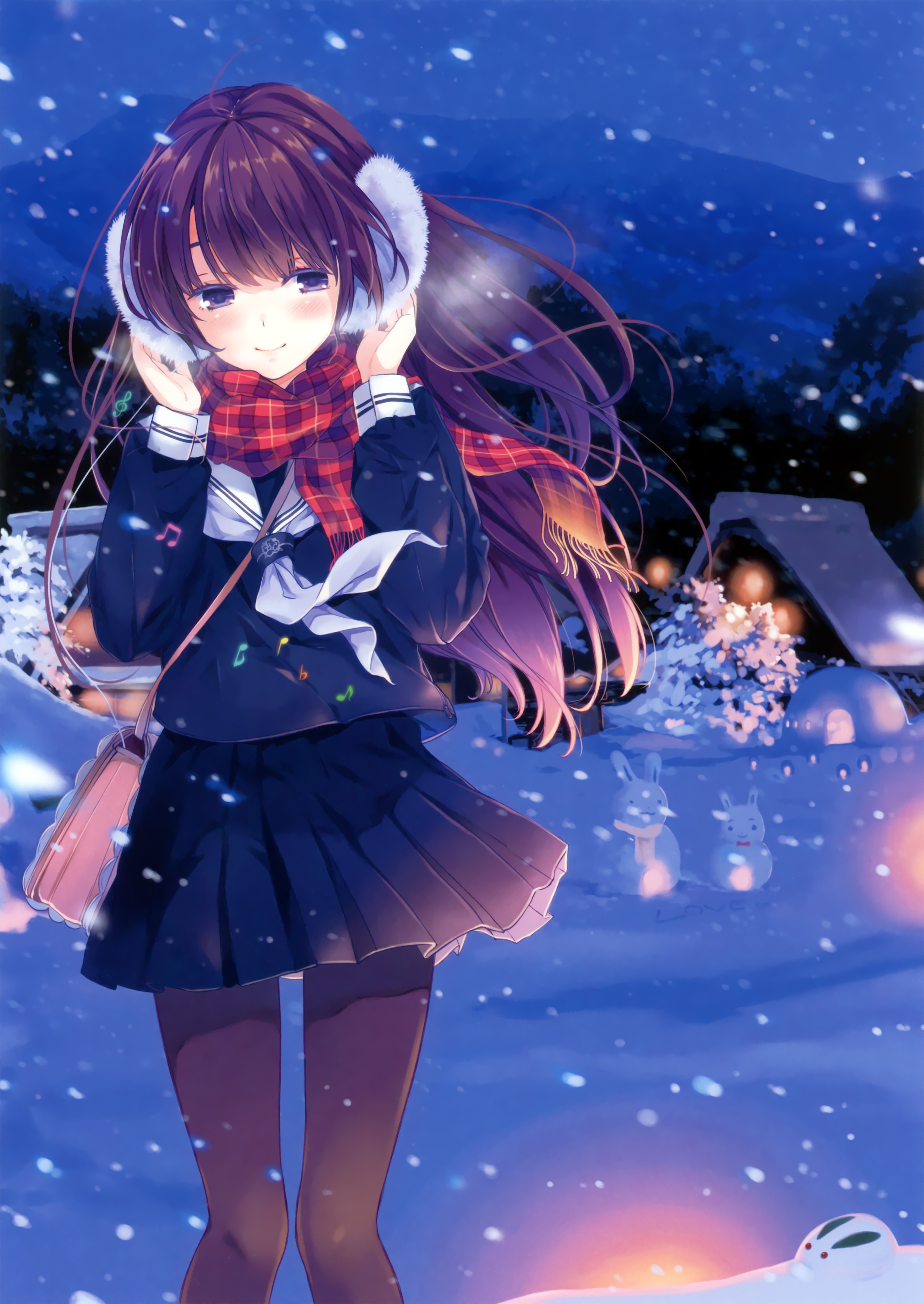 brunettes, Steam, Mountains, Nature, Winter, Snow, Trees, School, Uniforms, Tie, Wind, Skirts ...