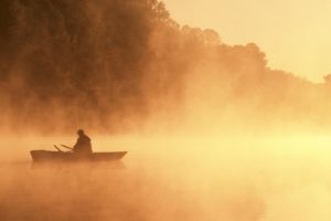 silhouettes, Fog, Mist, Sepia, Boats, Fishing, Monochrome