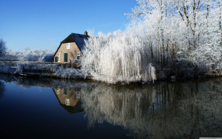winter, Trees, Frosty, Farmhouse HD Wallpaper Desktop Background