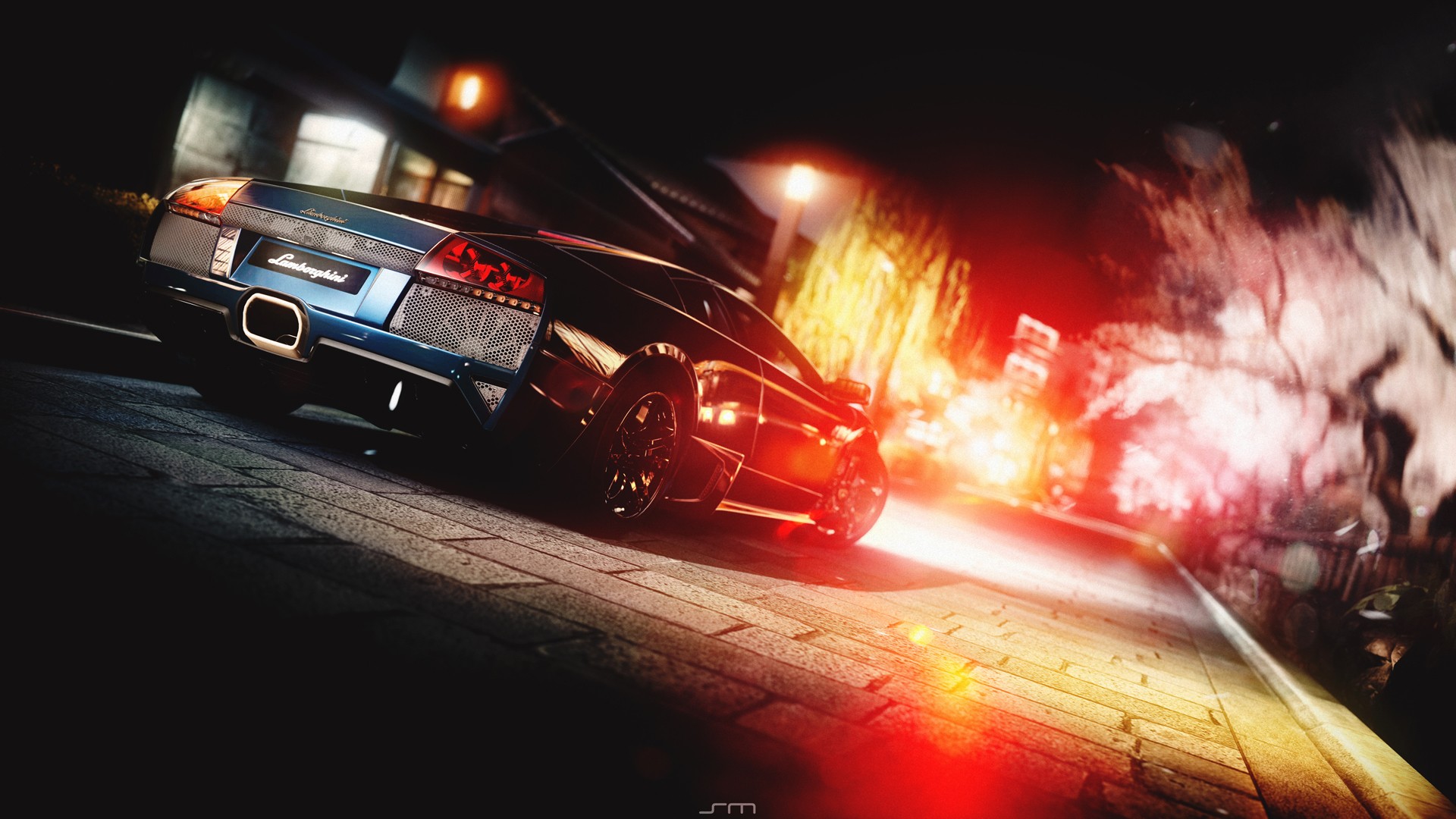 night, Lights, Cars, Lamborghini, Gran, Turismo, 5, Lamborghini, Murcielago, Lp640 Wallpaper