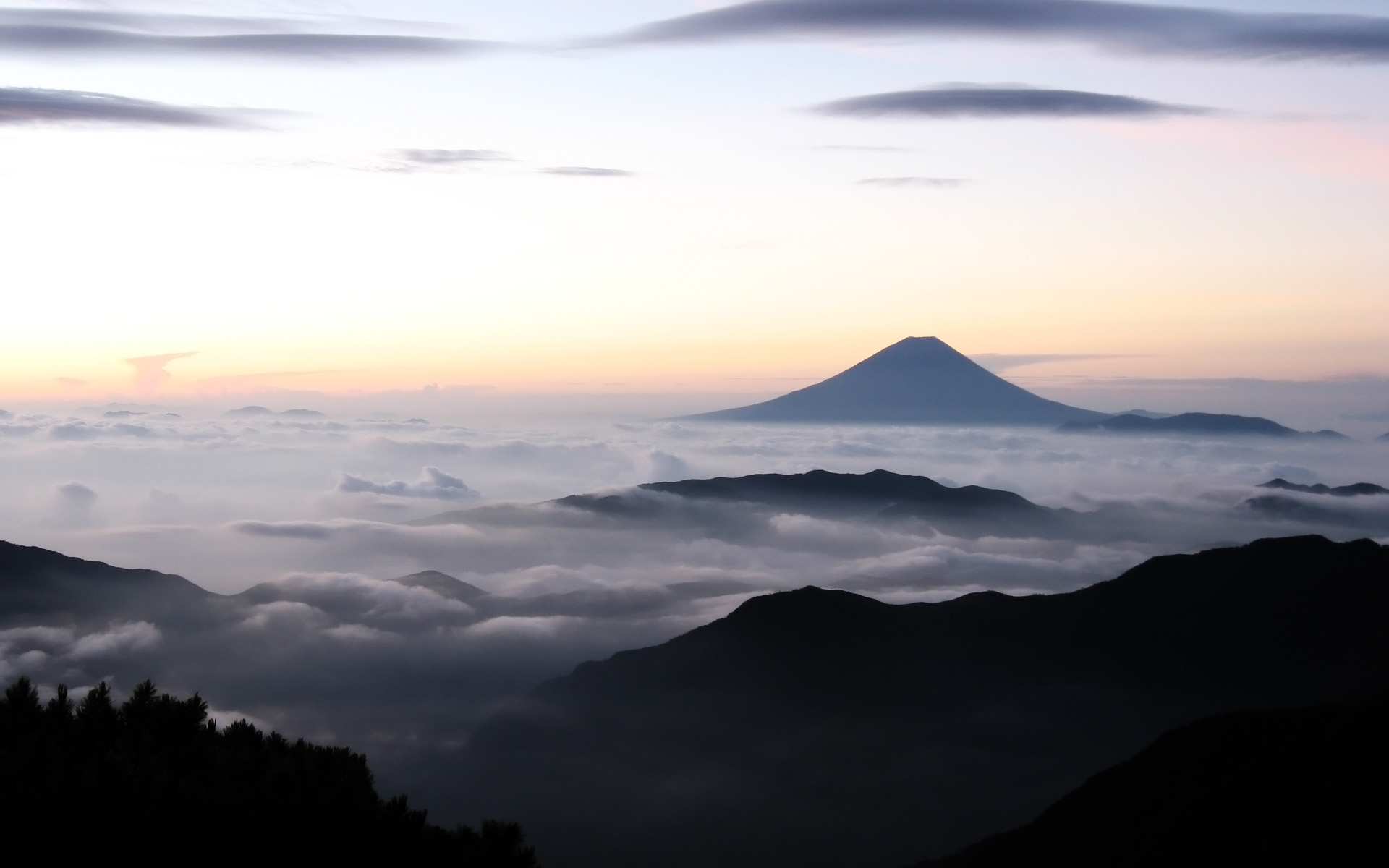 clouds, Landscapes, Nature, Mount, Fuji Wallpaper