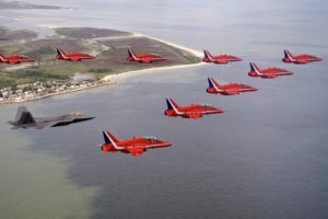 aircraft, F 22, Raptor, Red, Arrows
