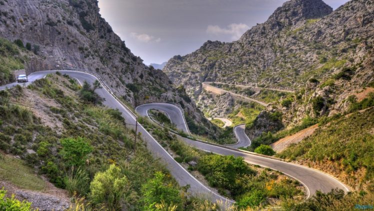 mountains, Landscapes, Nature, Spain, Roads, Curves, Loops, Fantastic HD Wallpaper Desktop Background