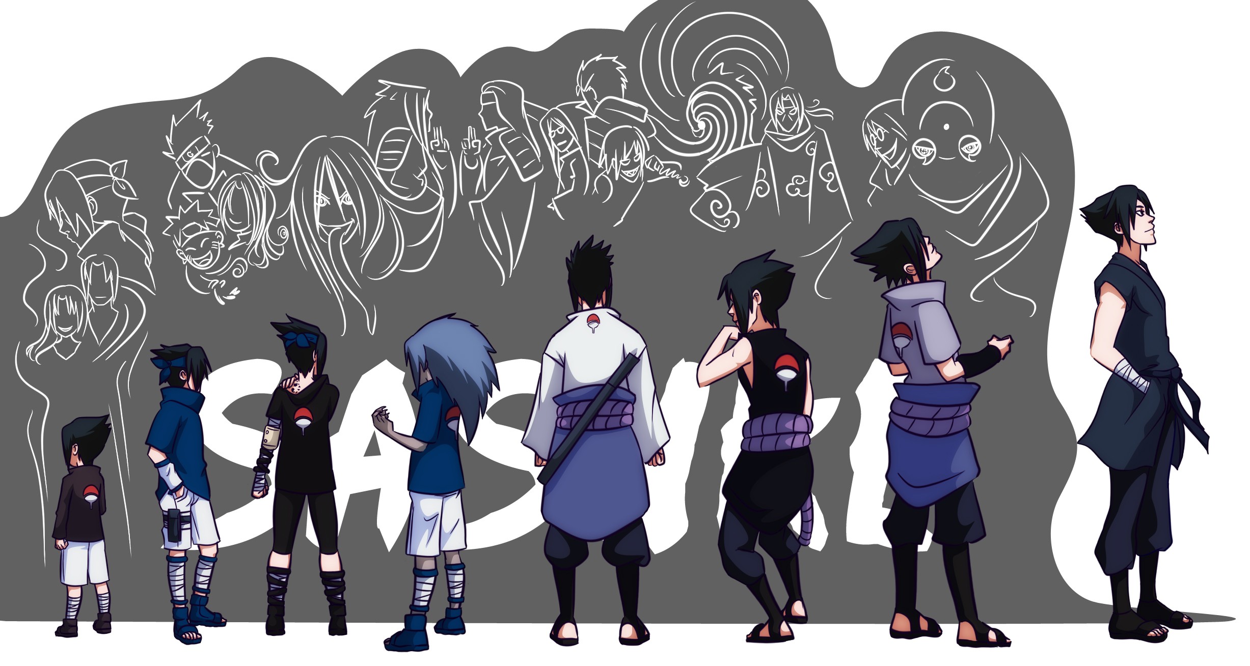 uchiha, Sasuke, Naruto, Shippuden, Evolution, Doodle, Anime, Curse, Mark Wallpaper