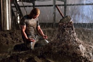rain, Thor, Men, Mud, Kneeling, Chris, Hemsworth, Thor,  movie , Mjolnir