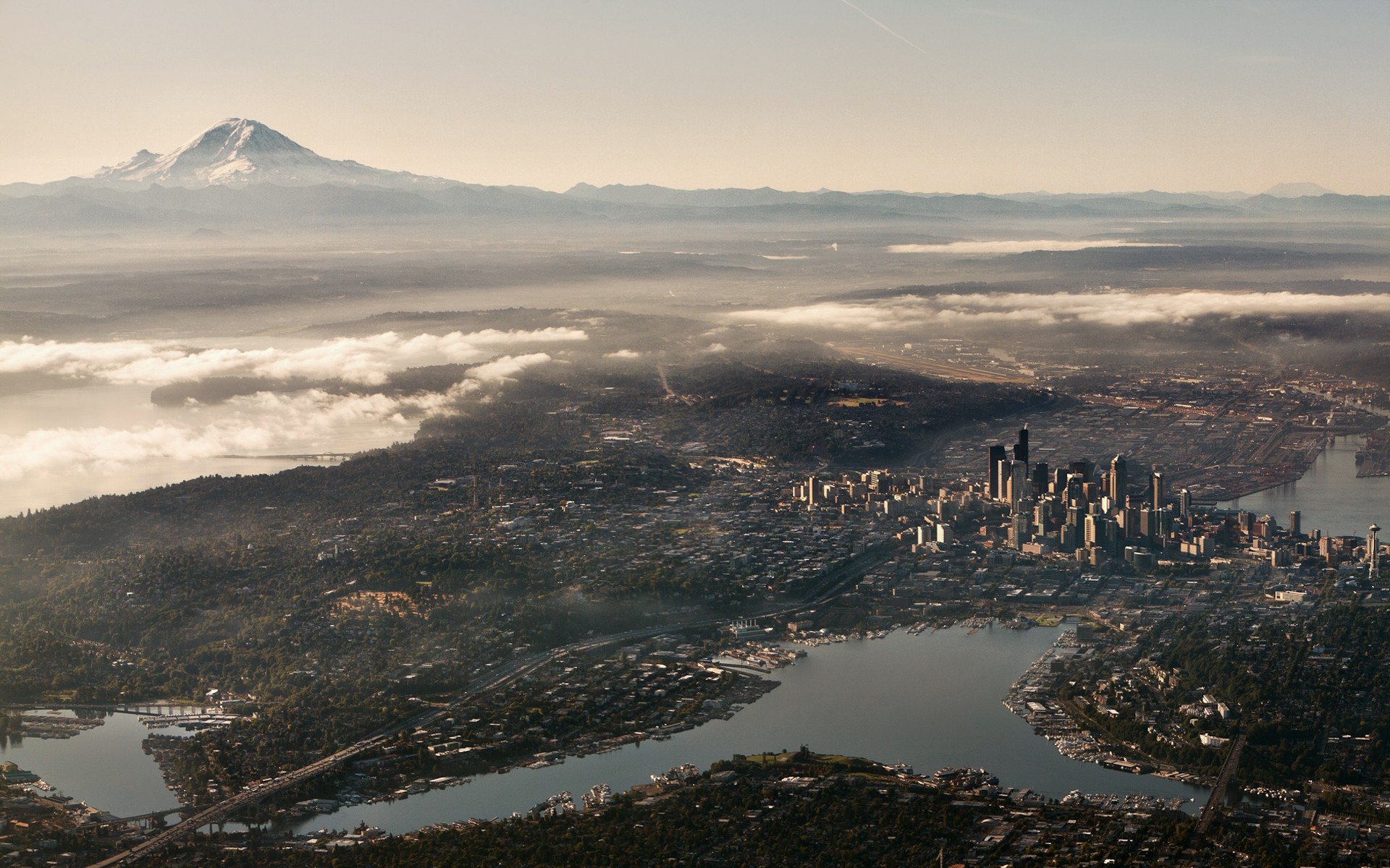 mountains, Landscapes, Cityscapes, City, Skyline, Rivers Wallpaper