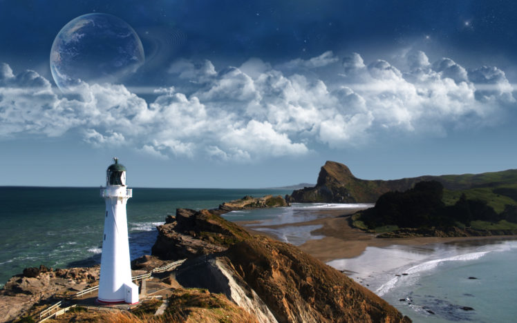 rocks, Shore, Lighthouses, Sea HD Wallpaper Desktop Background