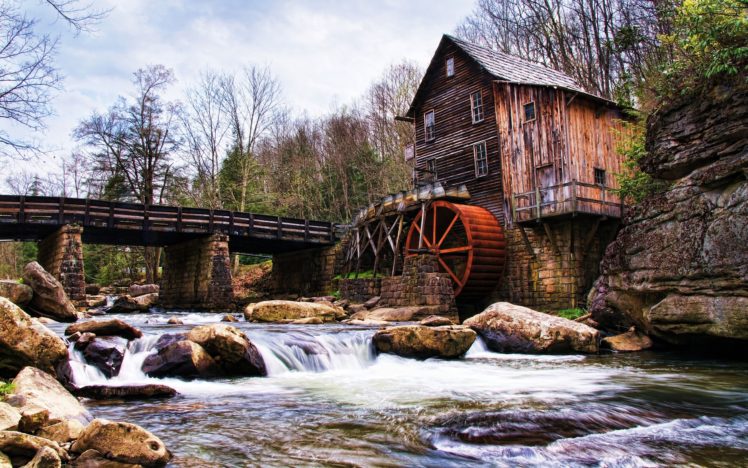 river, Mill, Bridge, Landscape HD Wallpaper Desktop Background