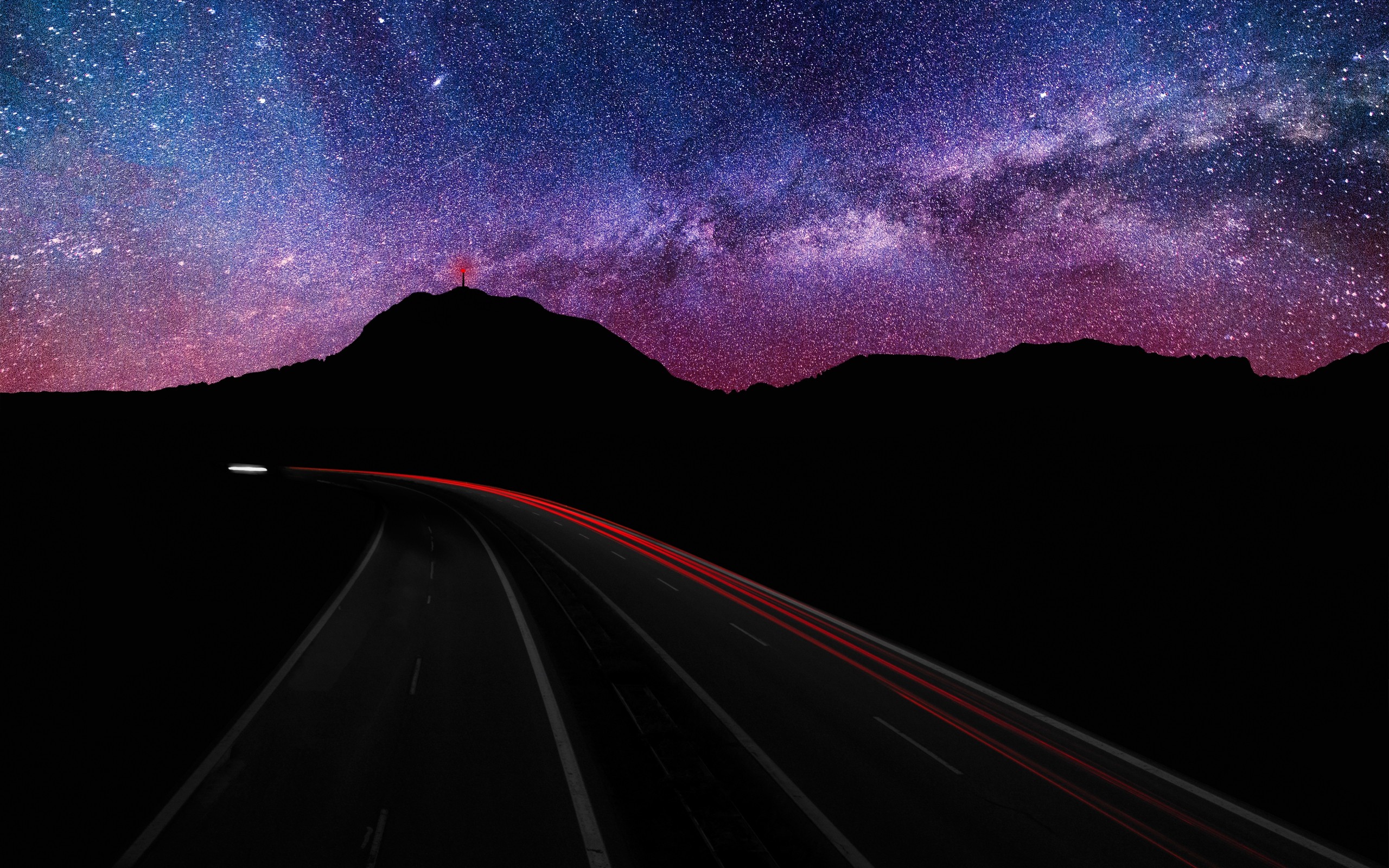 blue, Mountains, Landscapes, Nature, Night, Stars, Purple, Hills, Roads, Long, Exposure, Milky, Way, Hdr, Photography, Skyscapes Wallpaper