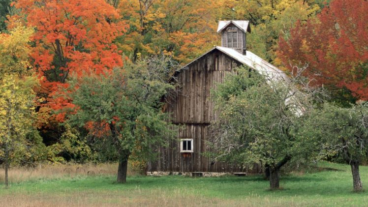 autumn, Michigan, Barn HD Wallpaper Desktop Background