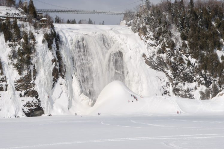 montreal, Winter, Snow, Waterfall, River HD Wallpaper Desktop Background