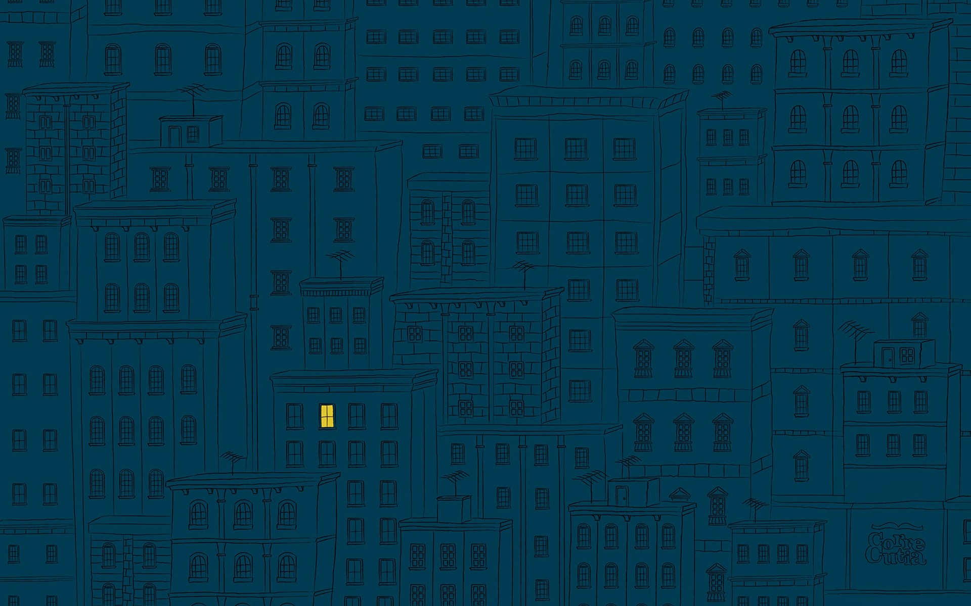 minimalistic, Cityscapes, Night, Buildings, Drawings Wallpaper