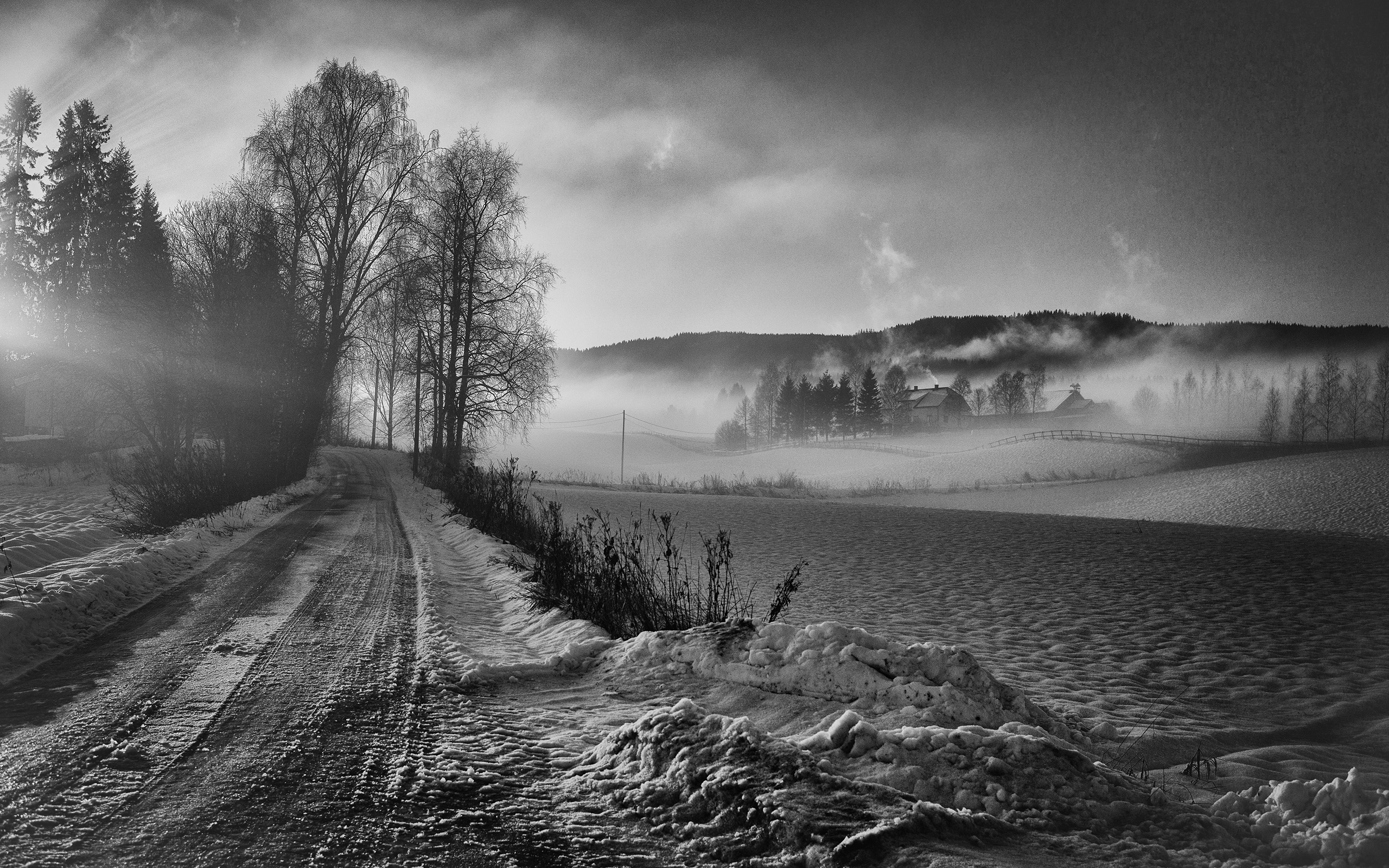 winter, Snow, Road Wallpaper