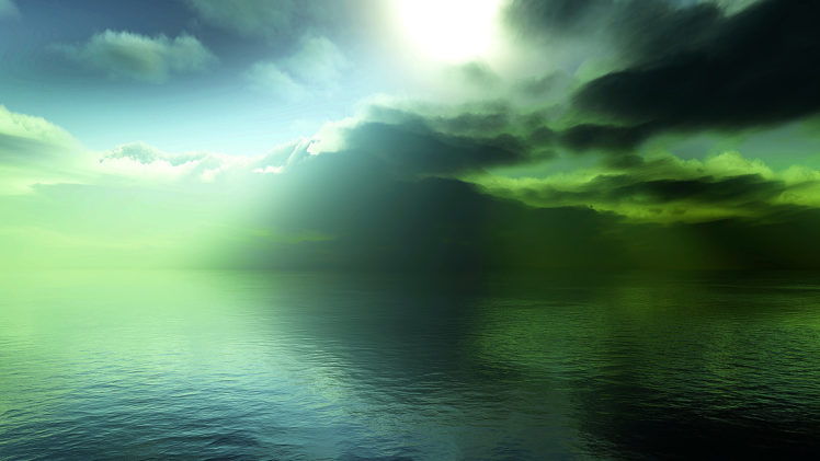 water, Ocean, Clouds, Landscapes, Sunlight, Lakes, Waterscapes HD Wallpaper Desktop Background
