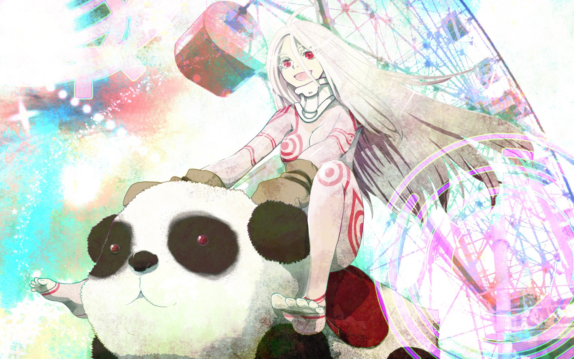 animals, Panda, Bears, Red, Eyes, Deadman, Wonderland, White, Hair, Anime, Girls, Shiro,  deadman, Wonderland Wallpaper