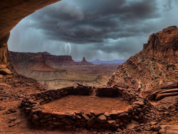 landscapes, Rocks, Utah, Overcast, Lightning, National, Park, Rock, Formations HD Wallpaper Desktop Background