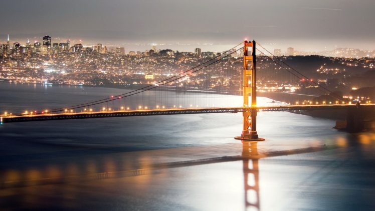 architecture, Golden, Gate, Bridge, San, Francisco, City, Skyline, Cities, Night, City, City, Night HD Wallpaper Desktop Background