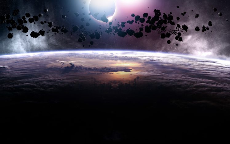 outer, Space, Eclipse, Asteroids, Meteorite, Space, Art HD Wallpaper Desktop Background