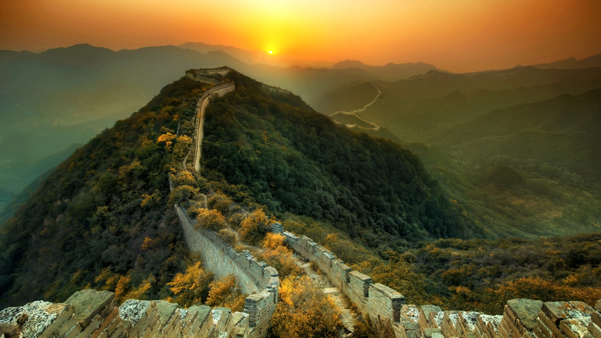 mountains, Landscapes, Trees, Forests, China, Great, Wall, Of, China Wallpaper
