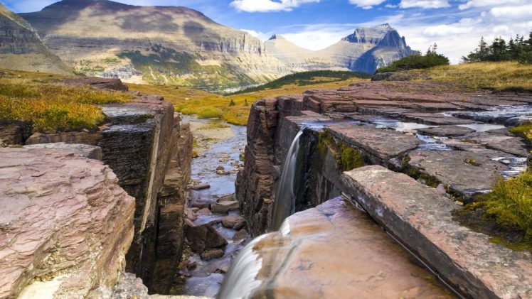 landscapes, Falls, Waterfalls, National, Park, Montana, Glacier, National, Park HD Wallpaper Desktop Background