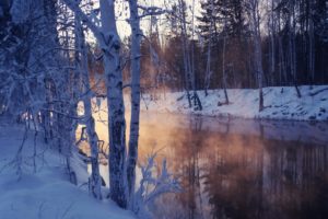 nature, Winter,  season , Mist, Rivers