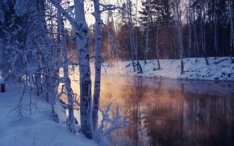 nature, Winter,  season , Mist, Rivers HD Wallpaper Desktop Background