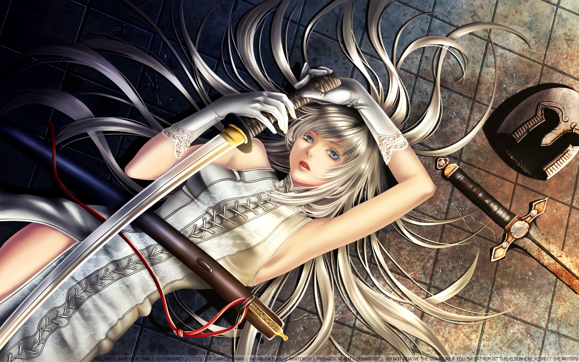 katana, Illustrations, Anime, Girls, With, Swords, Swords, Scans Wallpaper