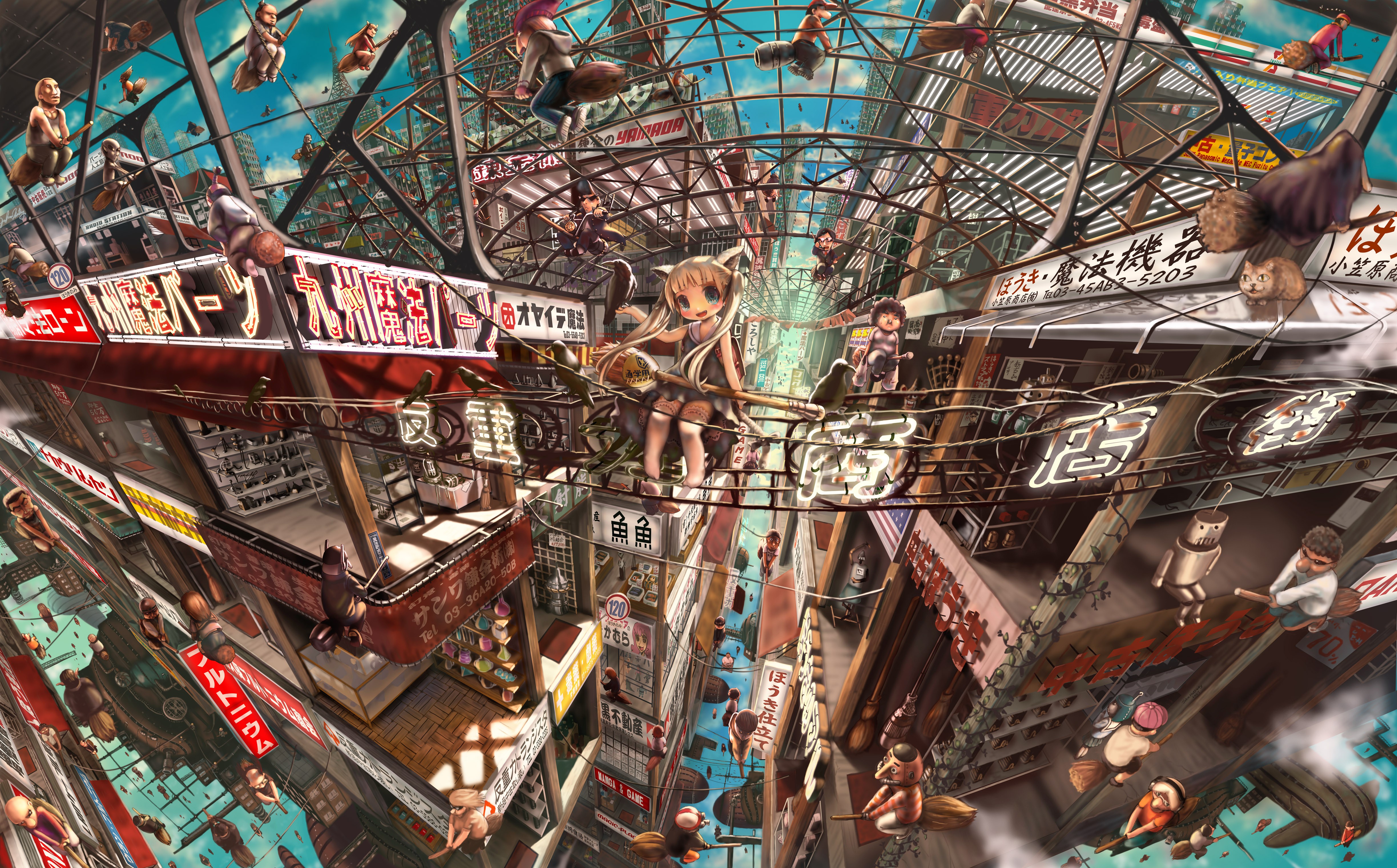 cityscapes, Twintails, Scenic, John, Hathway, Anime, Girls, Cities Wallpaper