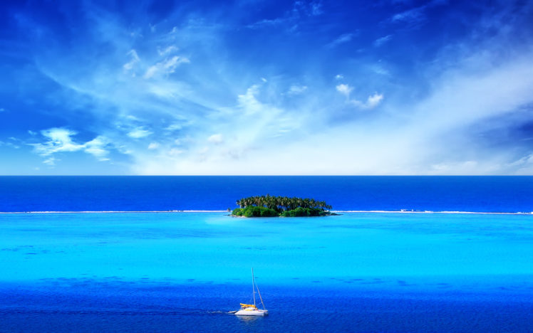 ocean, Tropical, Islands, Boats, Vehicles HD Wallpaper Desktop Background