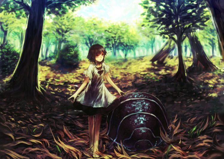 trees, Wood, Forest, Bug, Anime, Anime, Girls HD Wallpaper Desktop Background
